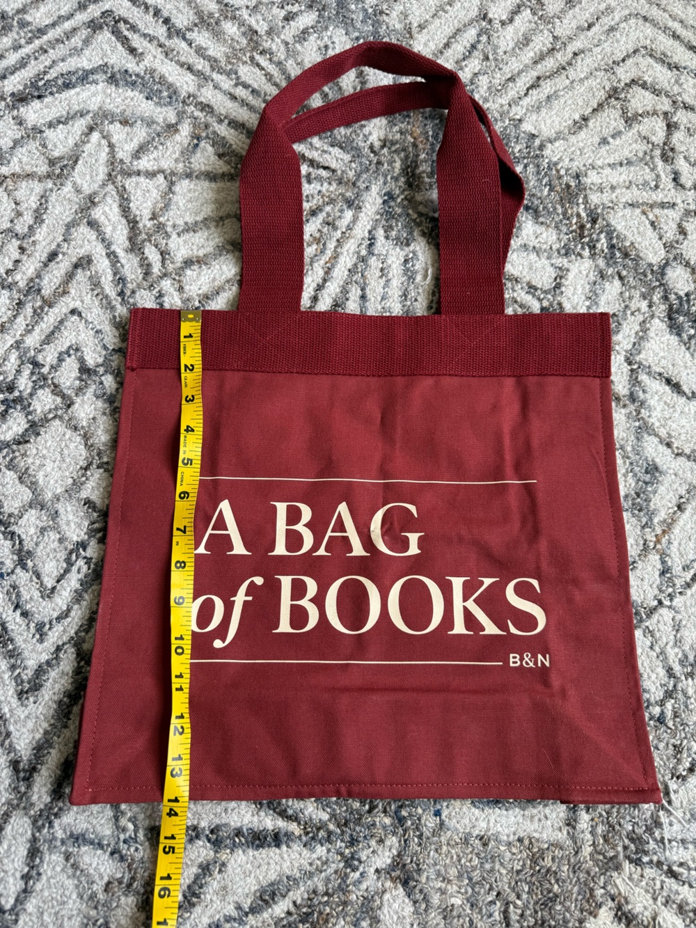 Barnes & Noble Burgundy Canvas Tote with "A BAG of BOOKS" Print